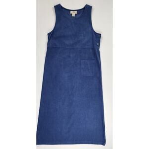 VTG Original TY Wear Dress Womens Small Blue Velour Maxi Stretch Pocket Retro